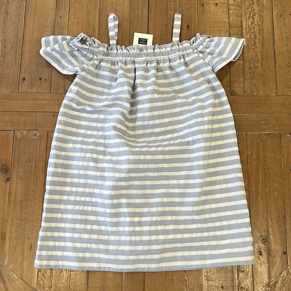 Janie and jack Blue and White Striped Off-Shoulder Dress nwt - Picture 5 of 5